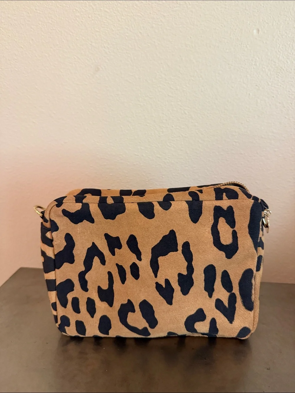 Clare V Leopard Print Suede Cosmetic Pouch - Tan & Black